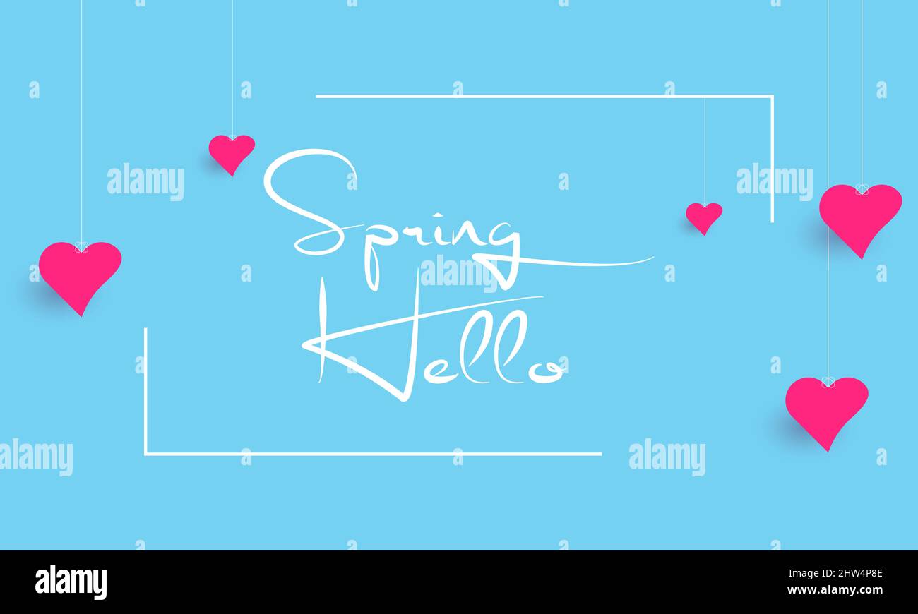 Hello Spring or SpringTime. Spring season template for banner, card