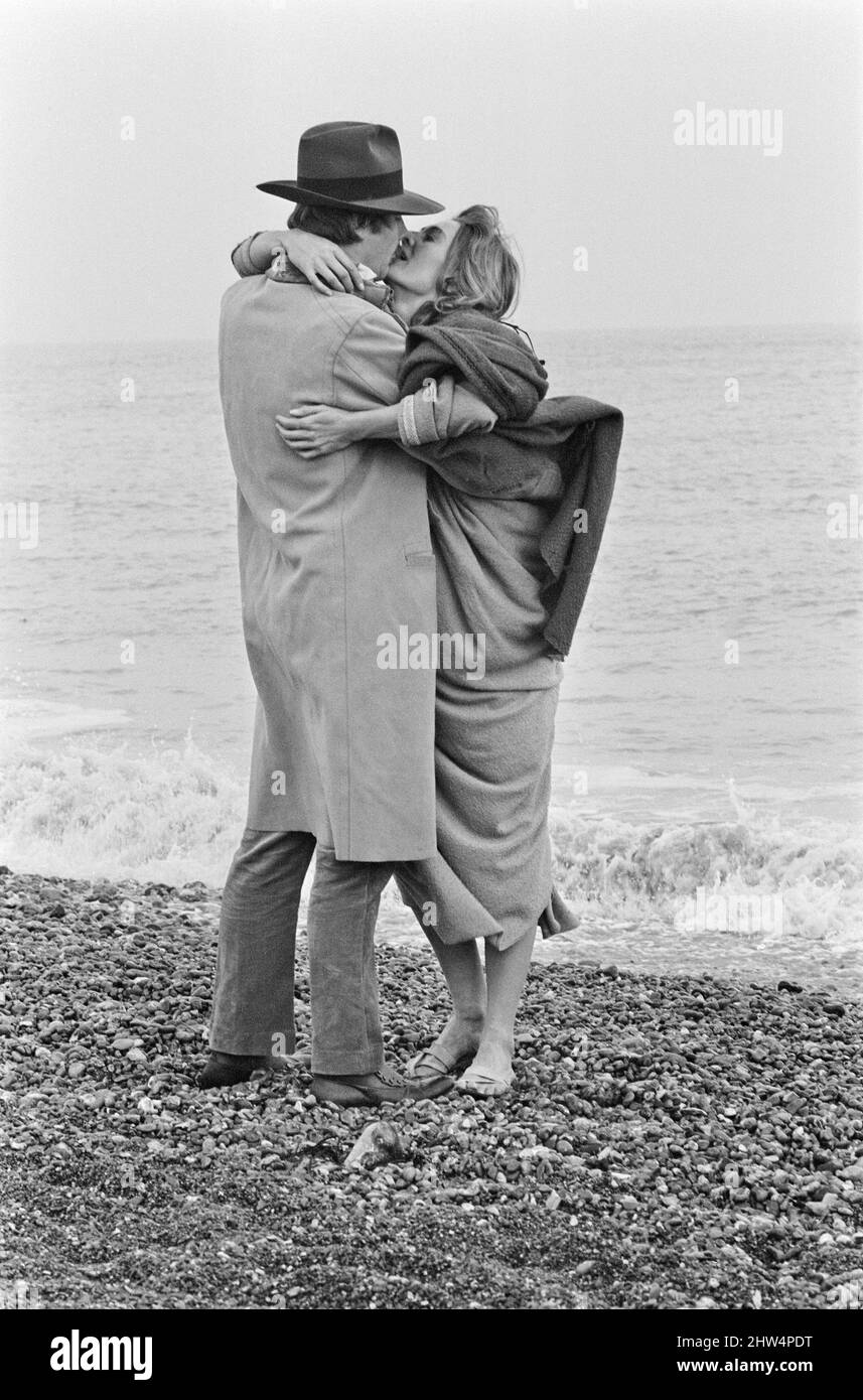 Vanessa Redgrave and James Fox filming a screen kiss, during the filming of Isadora, the biopic based on the life of celebrated American dancer Isadora Duncan.     This scene is being filmed at Dover. Vanessa is pictured during a screen kiss with actor James Fox, who plays, her love Edward Gordon Craig.  The film Isadora, is also known as The Loves of Isadora.   The film was adapted by Melvyn Bragg, Margaret Drabble, and Clive Exton from the books My Life by Isadora and Isadora, an Intimate Portrait by Sewell Stokes.   It was nominated for the Academy Award for Best Actress (Vanessa Redgrave). Stock Photo