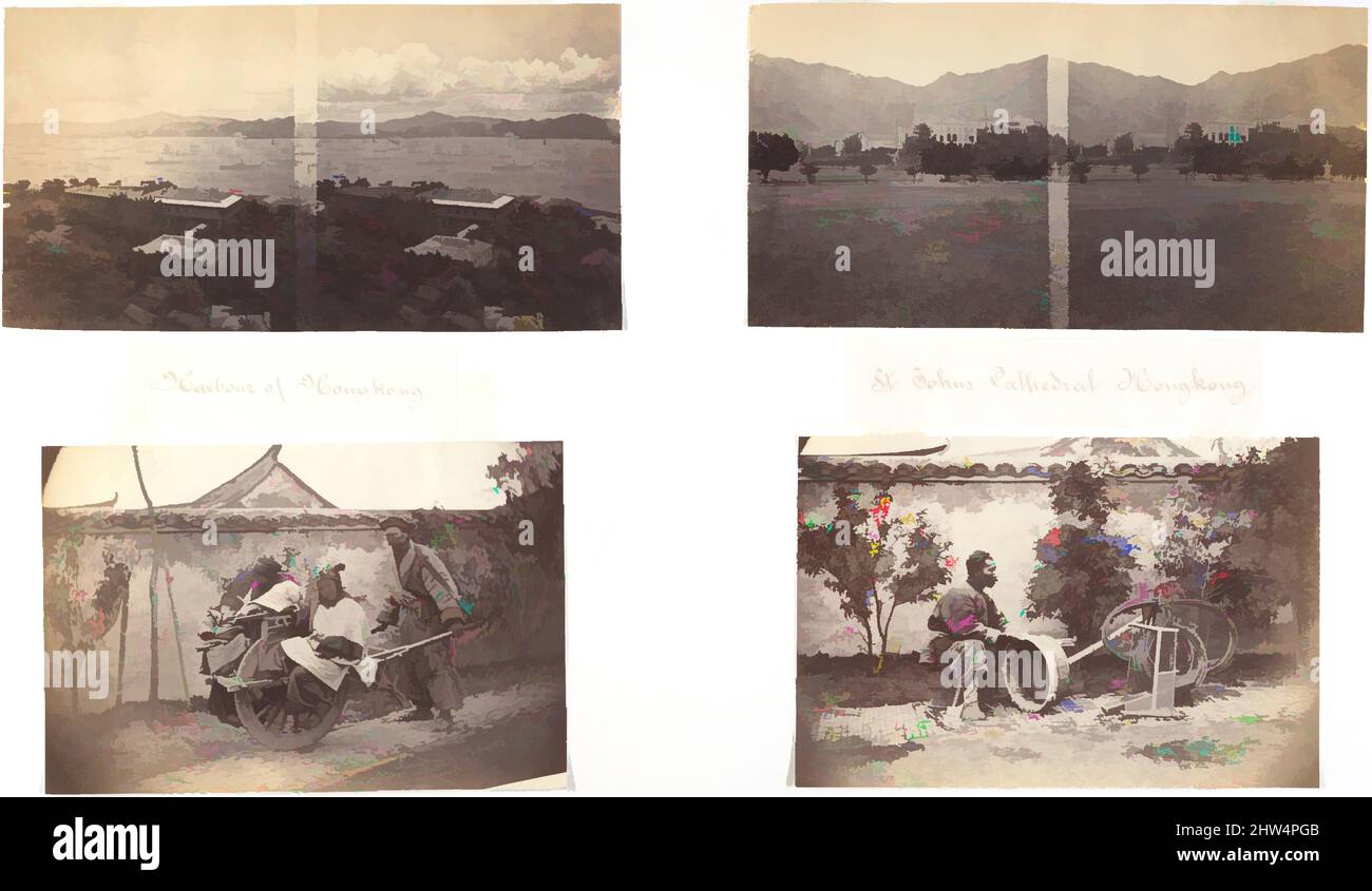 Art inspired by Harbour of Hongkong; St Johns Cathedral Hongkong; Carriage; Tub Mending, North of China, ca. 1869, Albumen silver print from glass negative, Image (a), (b): 3 5/8 × 6 7/8 in. (9.2 × 17.5 cm), Photographs, Attributed to John Thomson (British, Edinburgh, Scotland 1837–, Classic works modernized by Artotop with a splash of modernity. Shapes, color and value, eye-catching visual impact on art. Emotions through freedom of artworks in a contemporary way. A timeless message pursuing a wildly creative new direction. Artists turning to the digital medium and creating the Artotop NFT Stock Photo