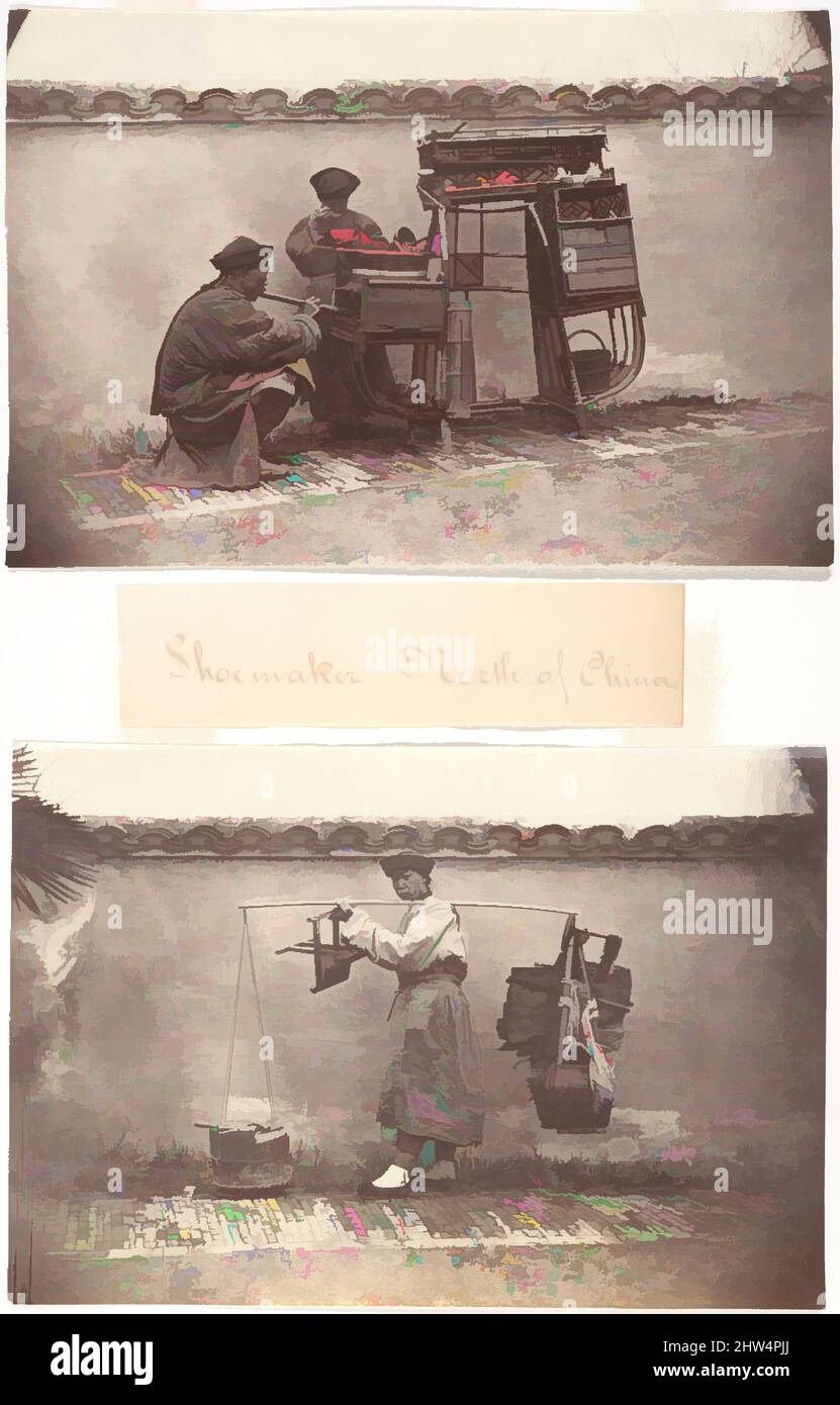 Art inspired by Shoemaker North of China; Wandering Restaurant North of China, ca. 1869, Albumen silver print from glass negative, Image: 4 in. × 5 3/4 in. (10.1 × 14.6 cm); each, Photographs, Attributed to John Thomson (British, Edinburgh, Scotland 1837–1921 London, Classic works modernized by Artotop with a splash of modernity. Shapes, color and value, eye-catching visual impact on art. Emotions through freedom of artworks in a contemporary way. A timeless message pursuing a wildly creative new direction. Artists turning to the digital medium and creating the Artotop NFT Stock Photo