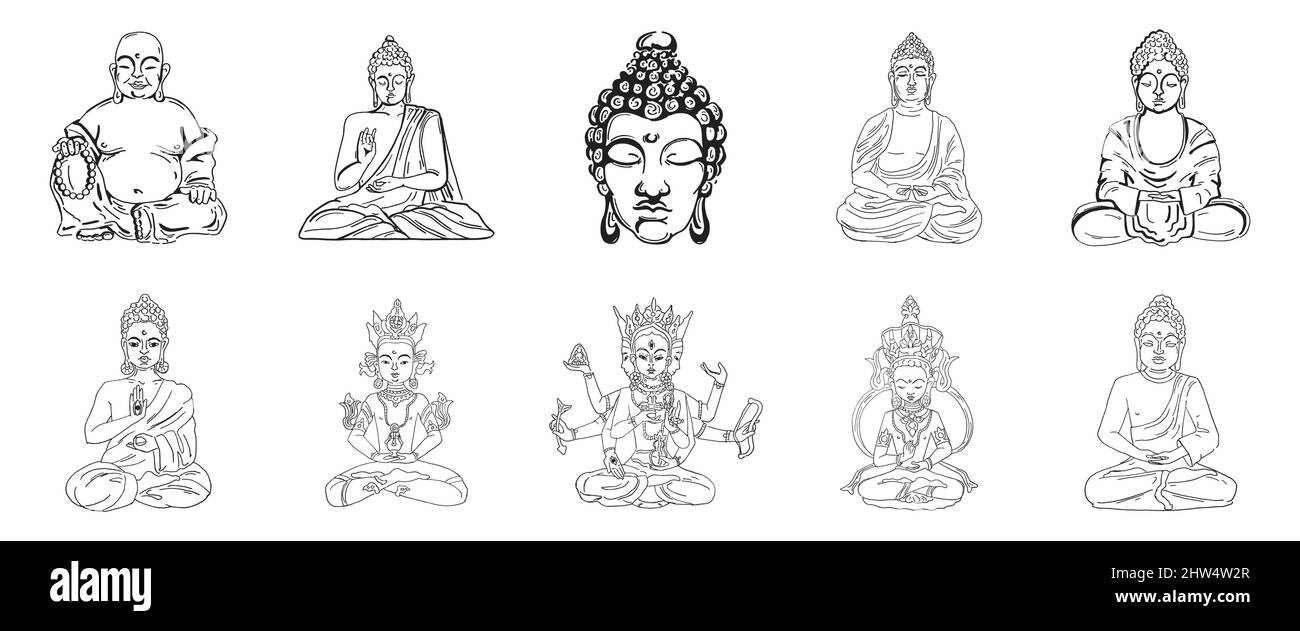 Vector illustration of Buddha, meditation and yoga Stock Vector Image ...
