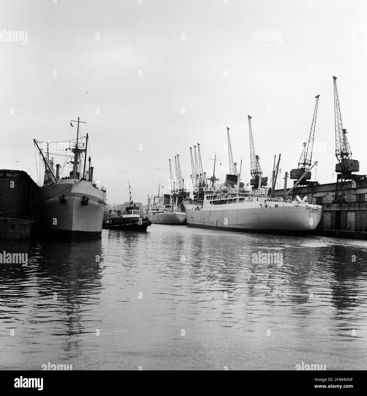 A dock at Liverpool, Merseyside. Circa 1967. Stock Photo
