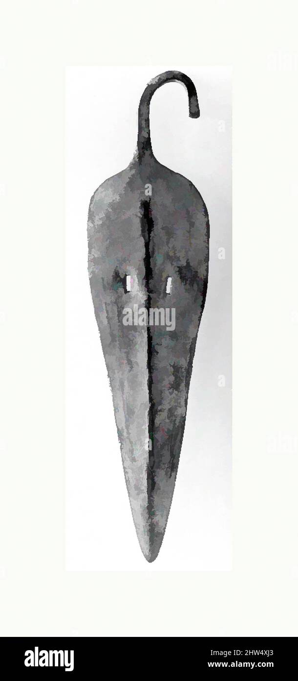 Art inspired by Spearhead with bent tang and slotted blade, Early Bronze Age III, ca. 2300–2000 B.C., Central Anatolia, Hattian, Copper alloy, 10.39 x 2.52 in. (26.39 x 6.4 cm), Metalwork-Implements, Classic works modernized by Artotop with a splash of modernity. Shapes, color and value, eye-catching visual impact on art. Emotions through freedom of artworks in a contemporary way. A timeless message pursuing a wildly creative new direction. Artists turning to the digital medium and creating the Artotop NFT Stock Photo