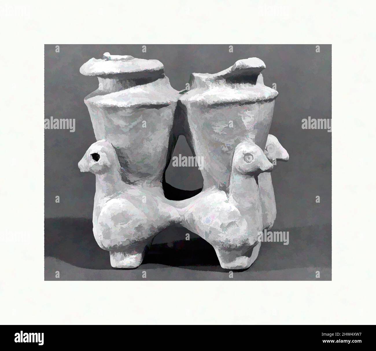 Sumerian Shell Inlay Art inspired by Double vessel with duck-shaped supports, Early Dynastic ...