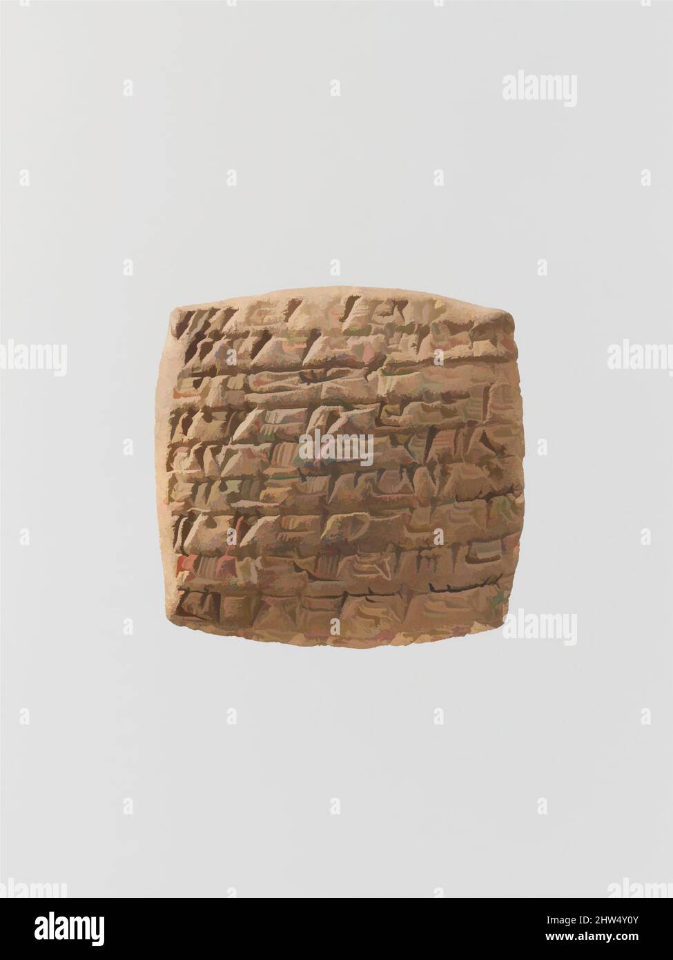 Art inspired by Cuneiform tablet: quittance for a loan in silver, Middle Bronze Age–Old Assyrian Trading Colony, ca. 20th–19th century B.C., Anatolia, probably from Kültepe (Karum Kanesh), Old Assyrian Trading Colony, Clay, 4.6 x 4.7 x 1.5 cm (1 3/4 x 1 7/8 x 5/8 in.), Clay-Tablets-, Classic works modernized by Artotop with a splash of modernity. Shapes, color and value, eye-catching visual impact on art. Emotions through freedom of artworks in a contemporary way. A timeless message pursuing a wildly creative new direction. Artists turning to the digital medium and creating the Artotop NFT Stock Photo
