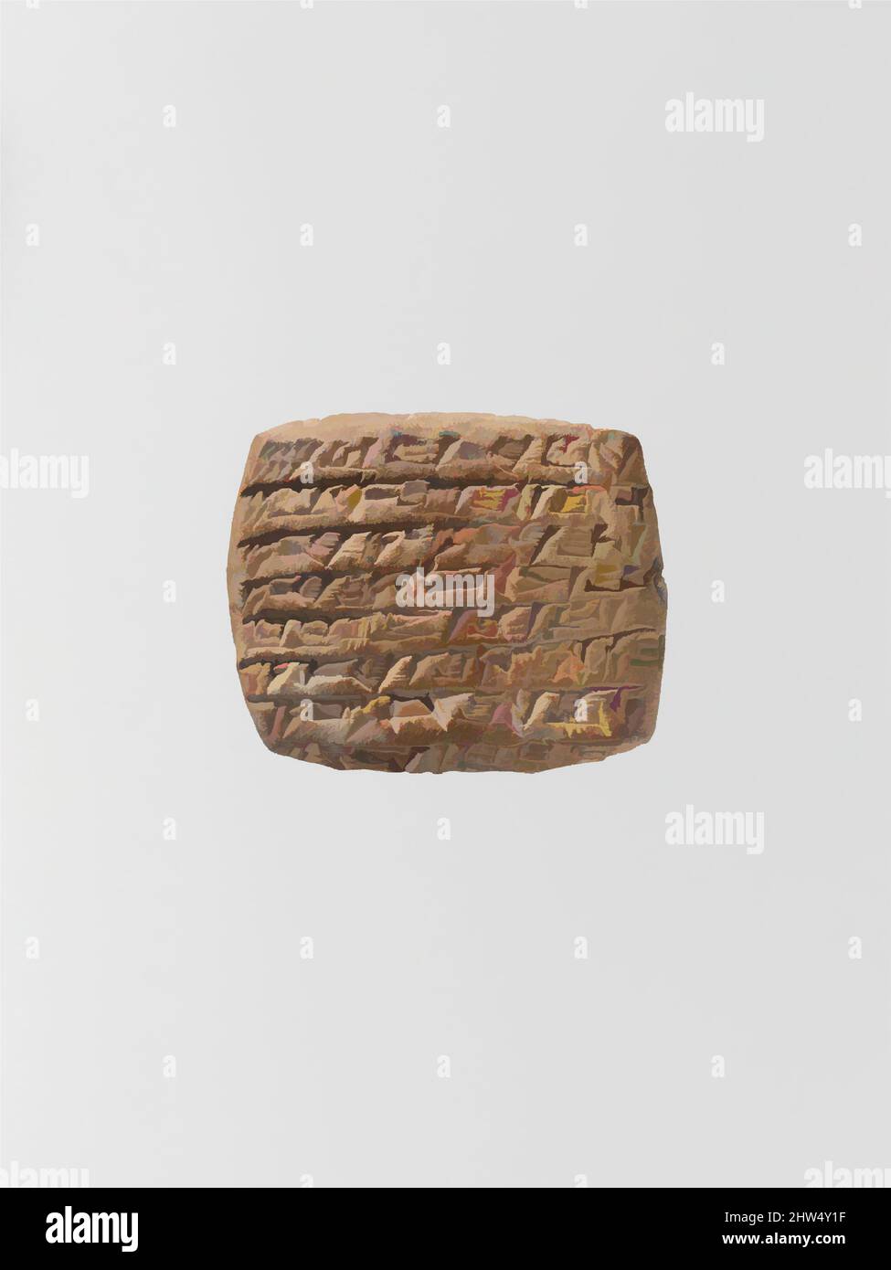 Art inspired by Cuneiform tablet: quittance, Middle Bronze Age–Old Assyrian Trading Colony, ca. 20th–19th century B.C., Anatolia, probably from Kültepe (Karum Kanesh), Old Assyrian Trading Colony, Clay, 3.7 x 4.5 x 1.4 cm (1 1/2 x 1 3/4 x 1/2 in.), Clay-Tablets-Inscribed, Classic works modernized by Artotop with a splash of modernity. Shapes, color and value, eye-catching visual impact on art. Emotions through freedom of artworks in a contemporary way. A timeless message pursuing a wildly creative new direction. Artists turning to the digital medium and creating the Artotop NFT Stock Photo