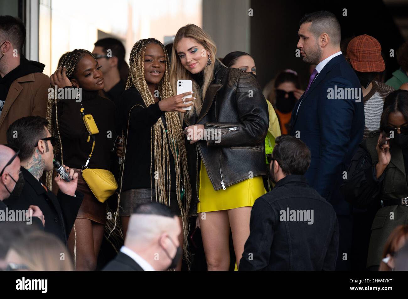 Chiara Ferragni and Fedez outside Prada fashion show during the Milan  Fashion Week Fall/Winter 2022/2023 Stock Photo - Alamy