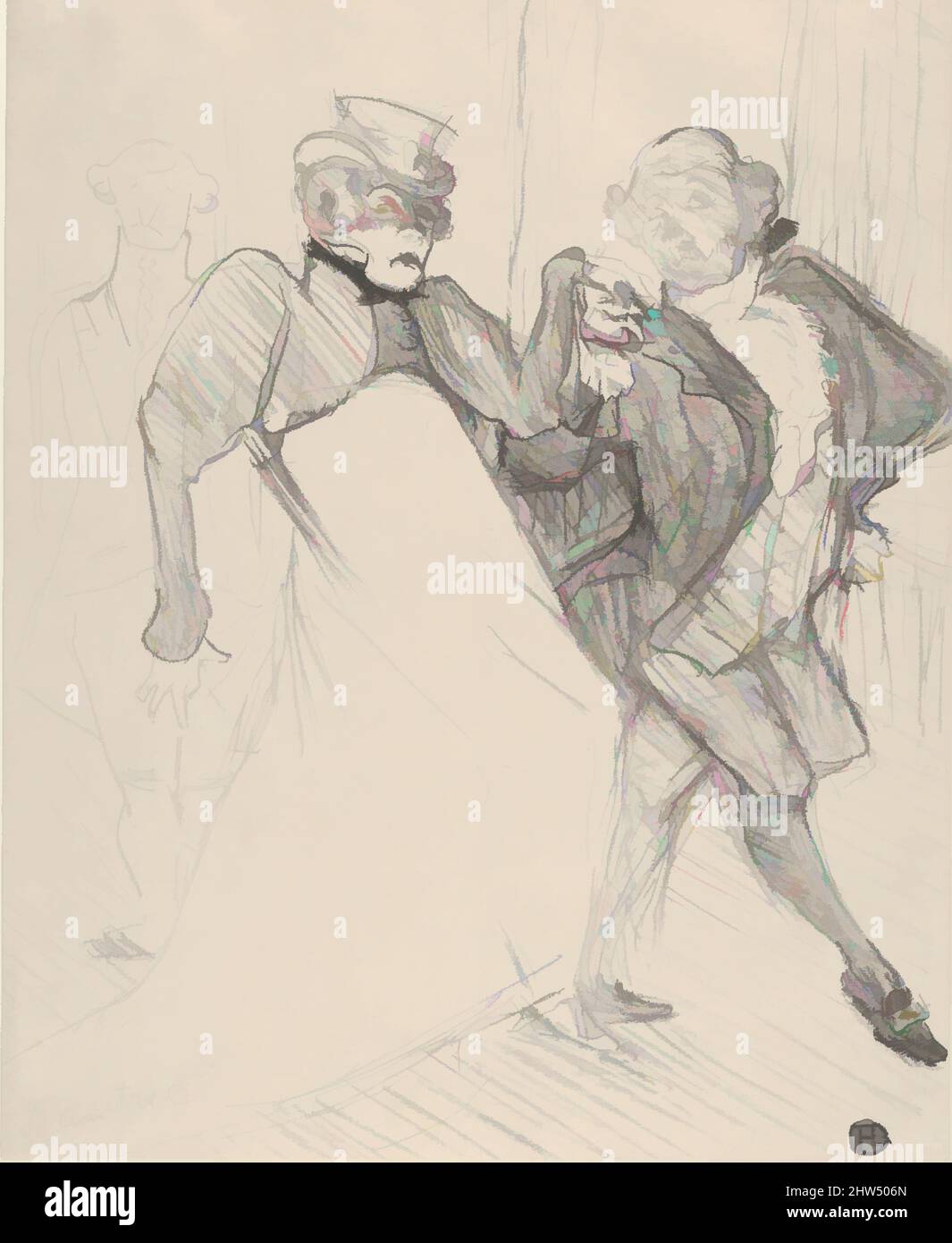 Art inspired by Réjane and Galipaux, in Madame Sans-Géne, 1893, Crayon lithograph printed in black ink on wove paper; only state, Image: 12 3/8 × 10 1/4 in. (31.5 × 26 cm), Prints, Henri de Toulouse-Lautrec (French, Albi 1864–1901 Saint-André-du-Bois, Classic works modernized by Artotop with a splash of modernity. Shapes, color and value, eye-catching visual impact on art. Emotions through freedom of artworks in a contemporary way. A timeless message pursuing a wildly creative new direction. Artists turning to the digital medium and creating the Artotop NFT Stock Photo