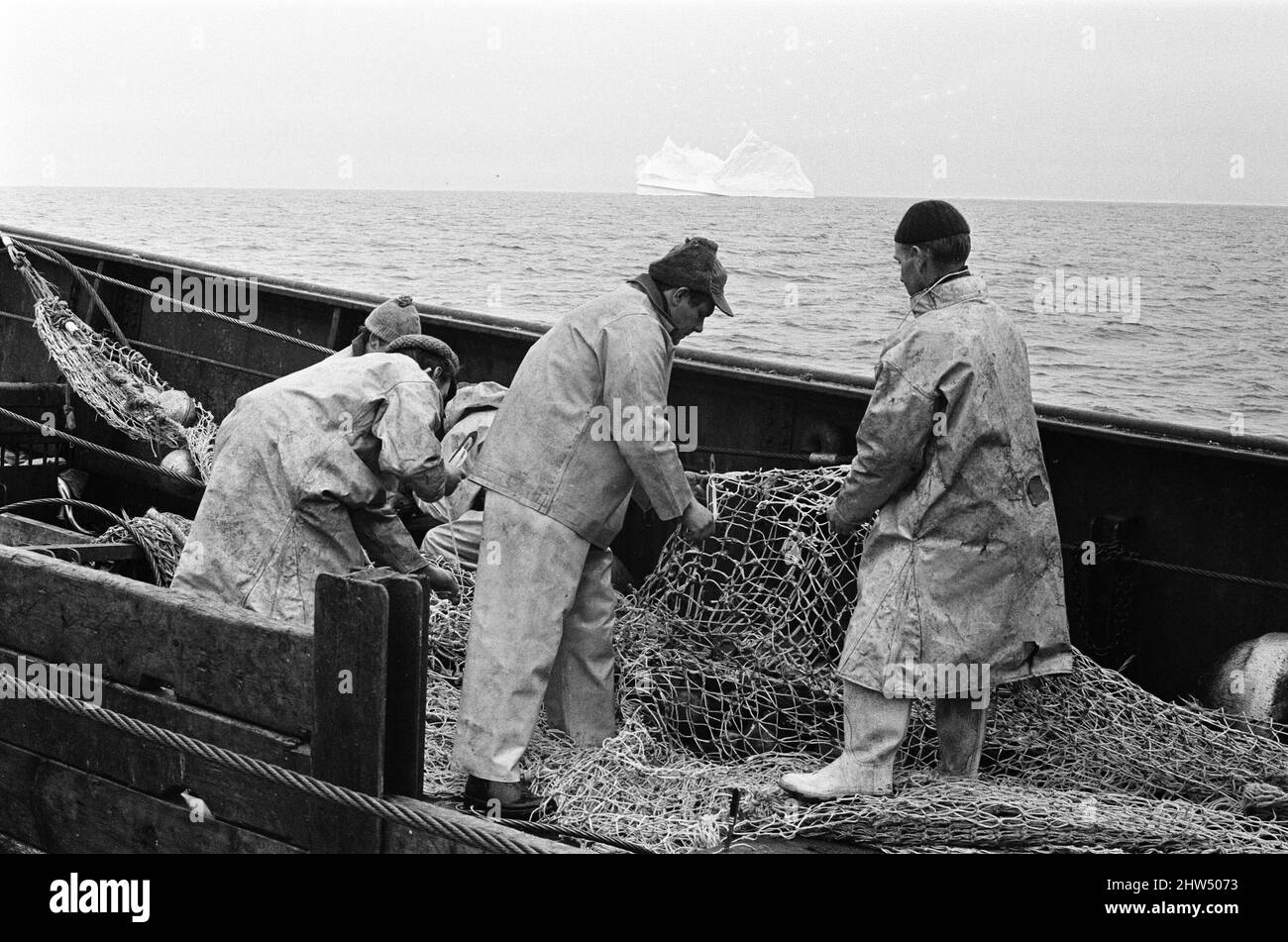 Scenes aboard Hull fishing trawler "Ross Orion" on the fishing grounds