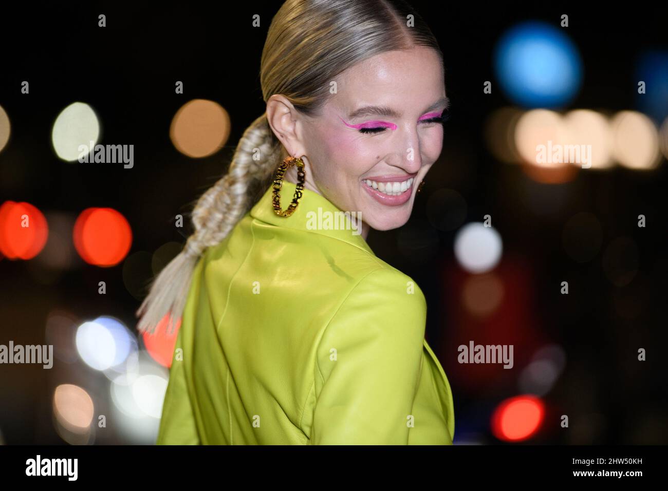 Leonie Hanne outside Versace fashion show during the Milan Fashion Week Fall/Winter 2022/2023 Stock Photo