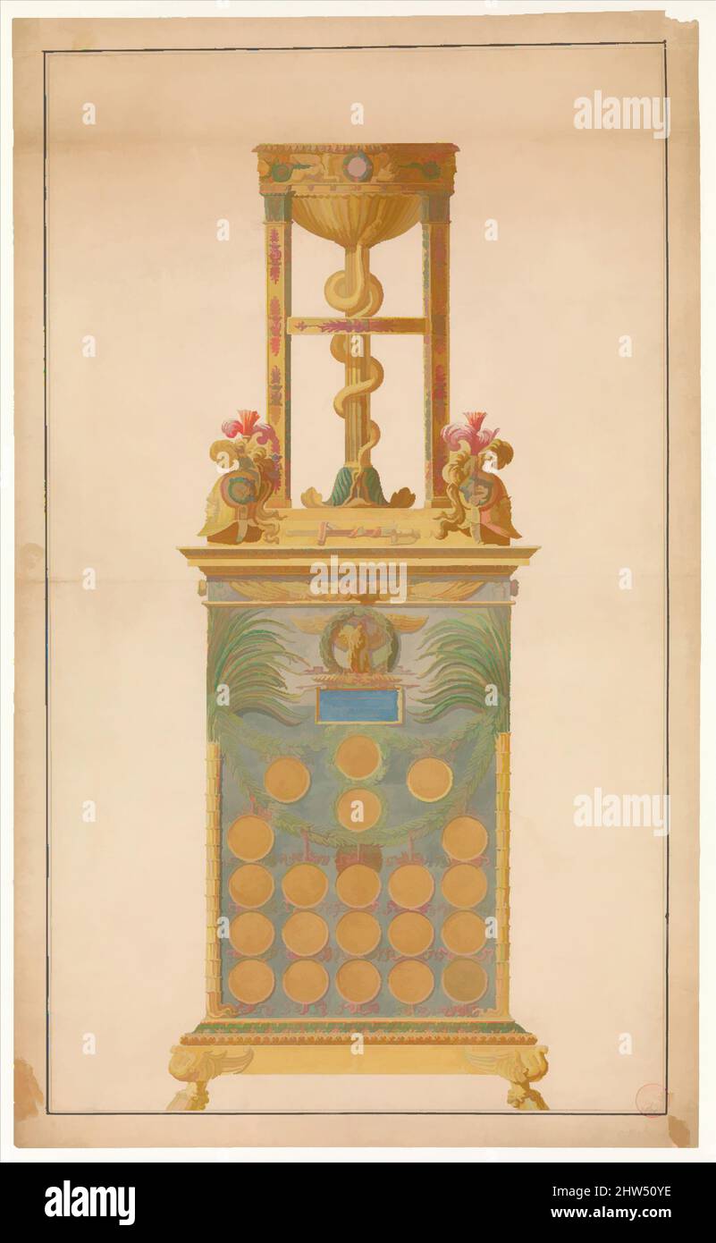 Art inspired by A Medal Cabinet for Napoleon, 1804–10, Pen and ink and watercolor, 36 7/8 x 21 7/8 in. (93.7 x 55.6 cm), Jean Guillaume Moitte (French, Paris 1746–1810 Paris, Classic works modernized by Artotop with a splash of modernity. Shapes, color and value, eye-catching visual impact on art. Emotions through freedom of artworks in a contemporary way. A timeless message pursuing a wildly creative new direction. Artists turning to the digital medium and creating the Artotop NFT Stock Photo