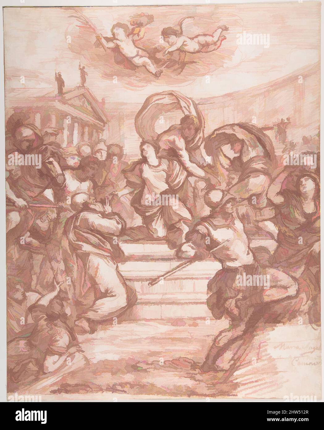 Art inspired by Scene of Martyrdom, after Giovanni Angelo Canini, Red chalk, over traces of black chalk, 14 15/16 x 12 in. (38 x 30.5 cm), Drawings, Jean Robert Ango (French, active Rome, 1759–70, died after 1773, Classic works modernized by Artotop with a splash of modernity. Shapes, color and value, eye-catching visual impact on art. Emotions through freedom of artworks in a contemporary way. A timeless message pursuing a wildly creative new direction. Artists turning to the digital medium and creating the Artotop NFT Stock Photo