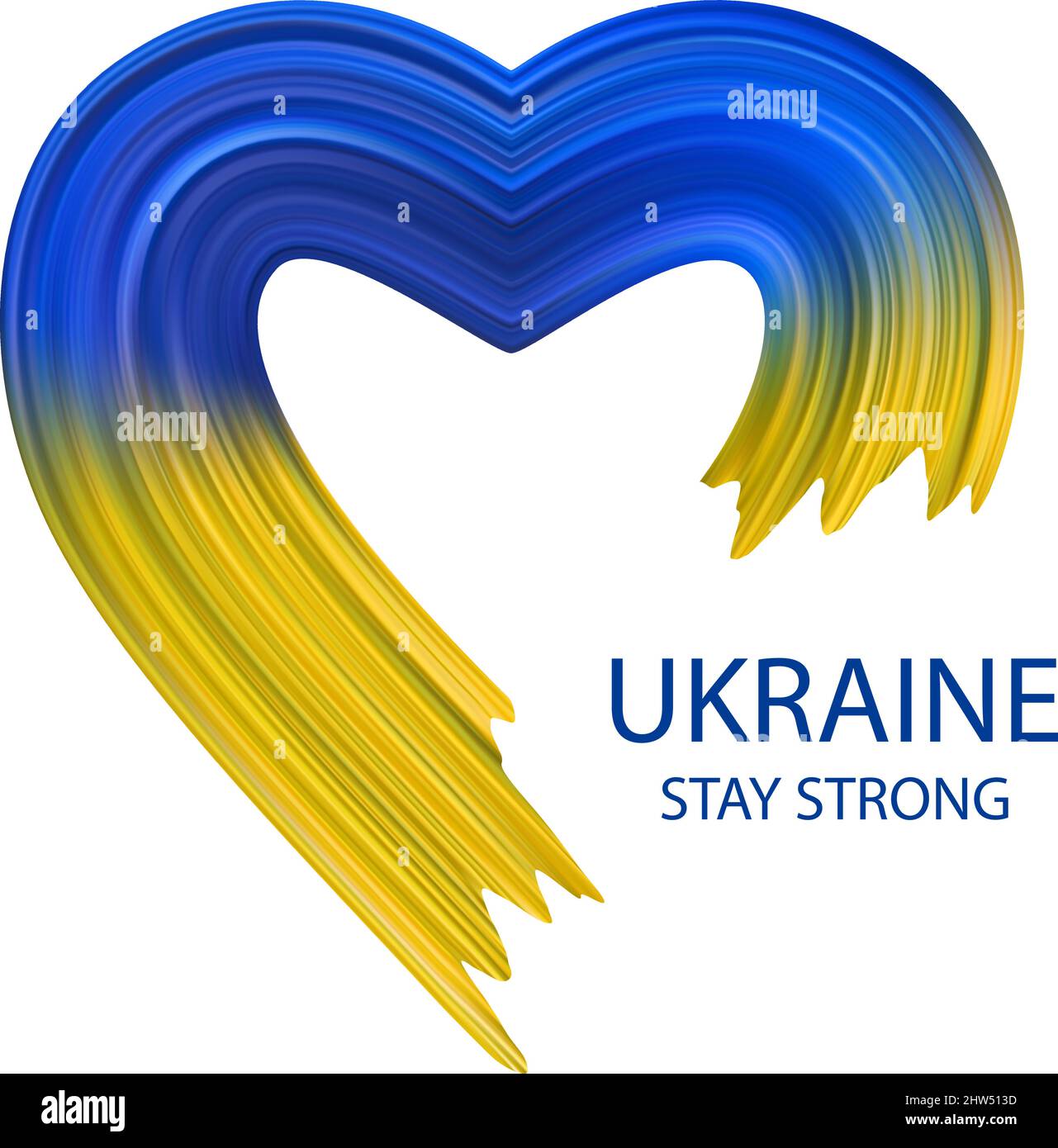 Ukraine flag in heart with brush stroke style isolated on white background. Vector illustration Stock Vector
