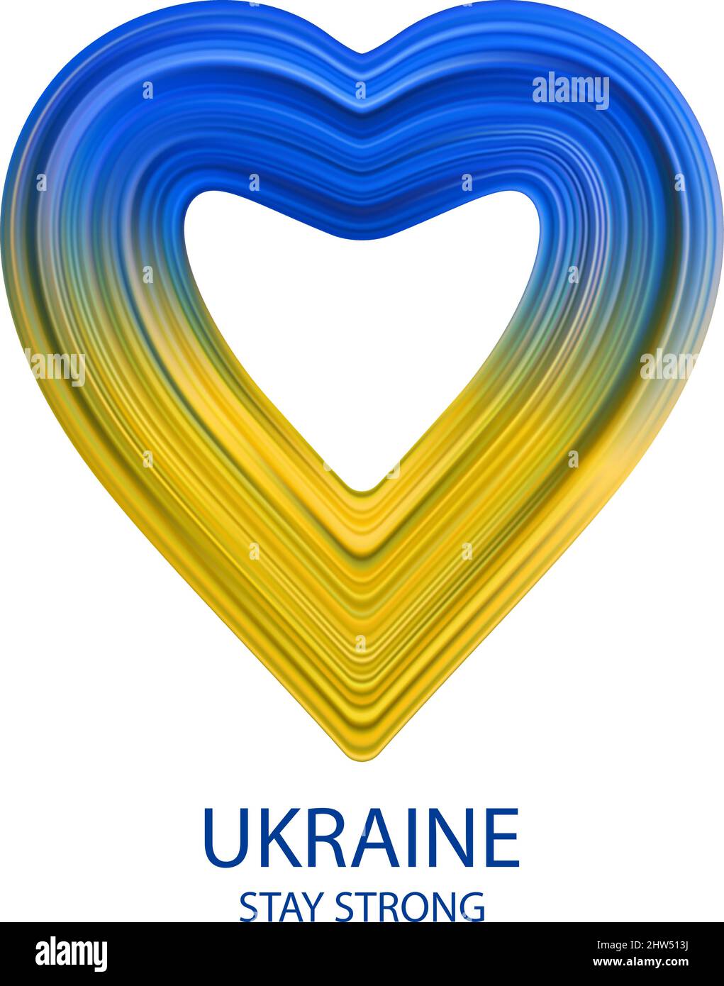 Ukraine flag in heart with brush stroke style isolated on white background. Vector illustration Stock Vector