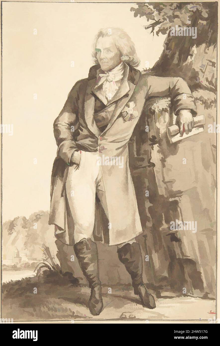 Art inspired by Portrait of Sir Benjamin Thompson, Count von Rumford, n.d., Brush and brown wash over graphite underdrawing., 6 5/8 x 4 1/2in. (16.8 x 11.4cm), Drawings, Jean-Baptiste-François Bosio (French, Monaco 1764–1827 Paris, Classic works modernized by Artotop with a splash of modernity. Shapes, color and value, eye-catching visual impact on art. Emotions through freedom of artworks in a contemporary way. A timeless message pursuing a wildly creative new direction. Artists turning to the digital medium and creating the Artotop NFT Stock Photo