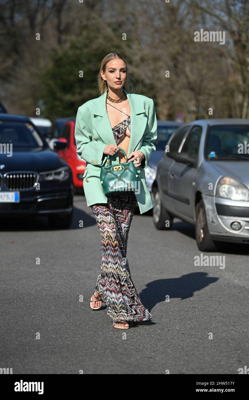 Leonie Hanne outside Missoni fashion show during the Milan Fashion Week Fall/Winter 2022/2023 Stock Photo