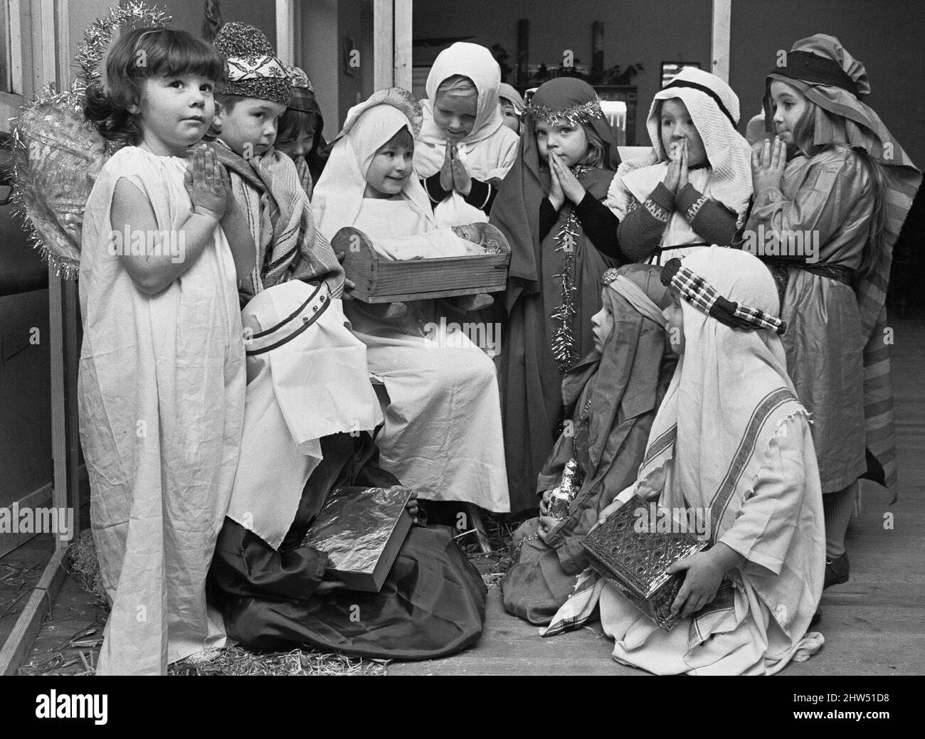 The cast of The White House Nursery School nativity play. 18th December 1968 Stock Photo Alamy