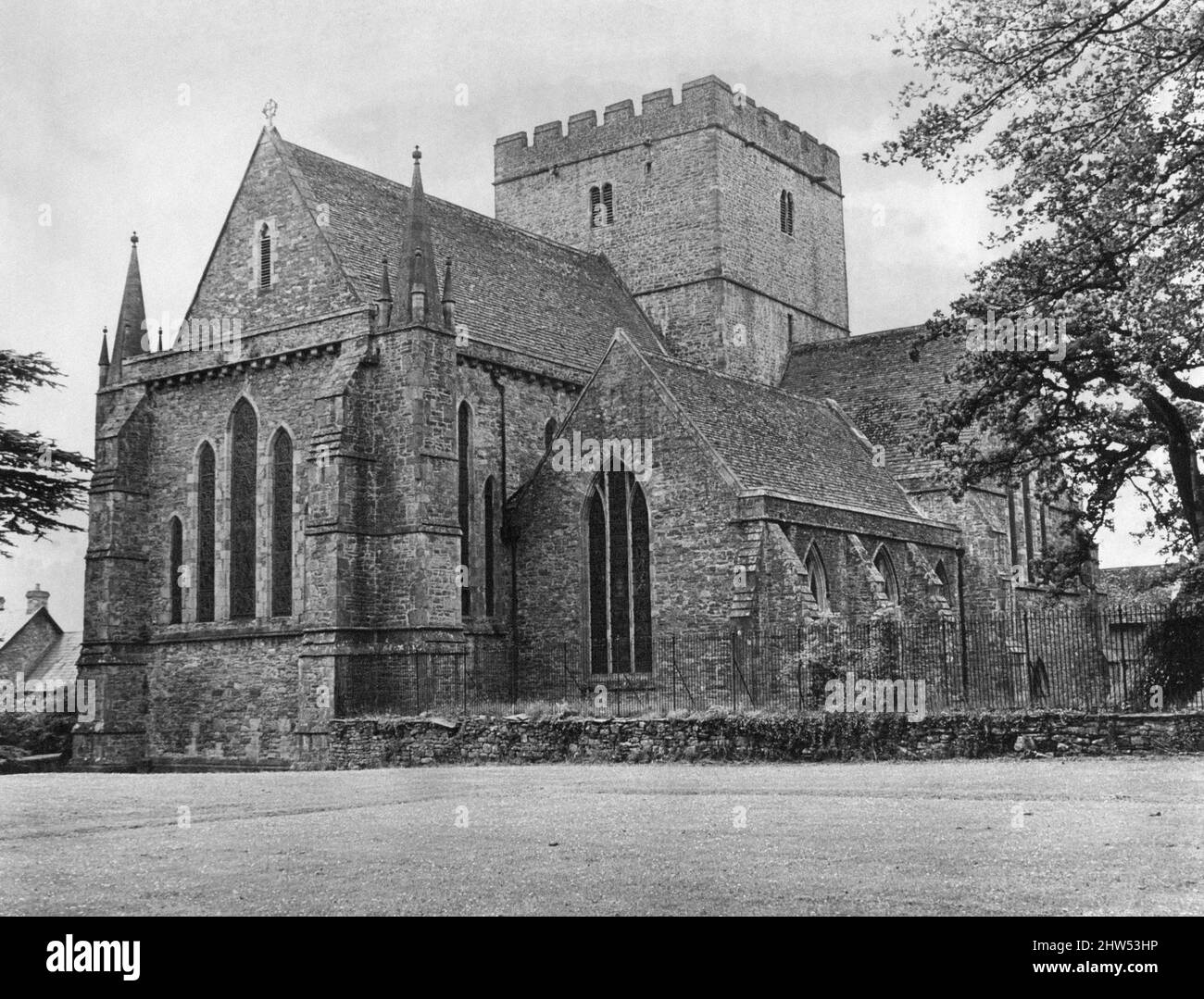 Brecon Cathedral, Brecon, a market town and community in Powys, Mid Wales, 11th June 1968. Brecon Cathedral is the cathedral of the Diocese of Swansea and Brecon in the Church in Wales and seat of the Bishop of Swansea and Brecon. Stock Photo