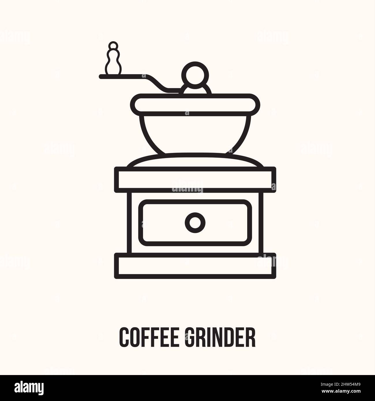 Coffee Grinder. Template with coffee grinder. Pepper grinder. Stock Vector