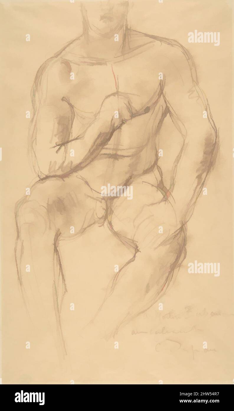 Art inspired by Study for a bronze sculpture, Athlète au Repos, n.d., Brown chalk on paper, 11 1/16 x 9 in. (28.1 x 22.9 cm), Drawings, Charles-Albert Despiau (French, Mont-de-Marsan 1874–1946 Paris, Classic works modernized by Artotop with a splash of modernity. Shapes, color and value, eye-catching visual impact on art. Emotions through freedom of artworks in a contemporary way. A timeless message pursuing a wildly creative new direction. Artists turning to the digital medium and creating the Artotop NFT Stock Photo