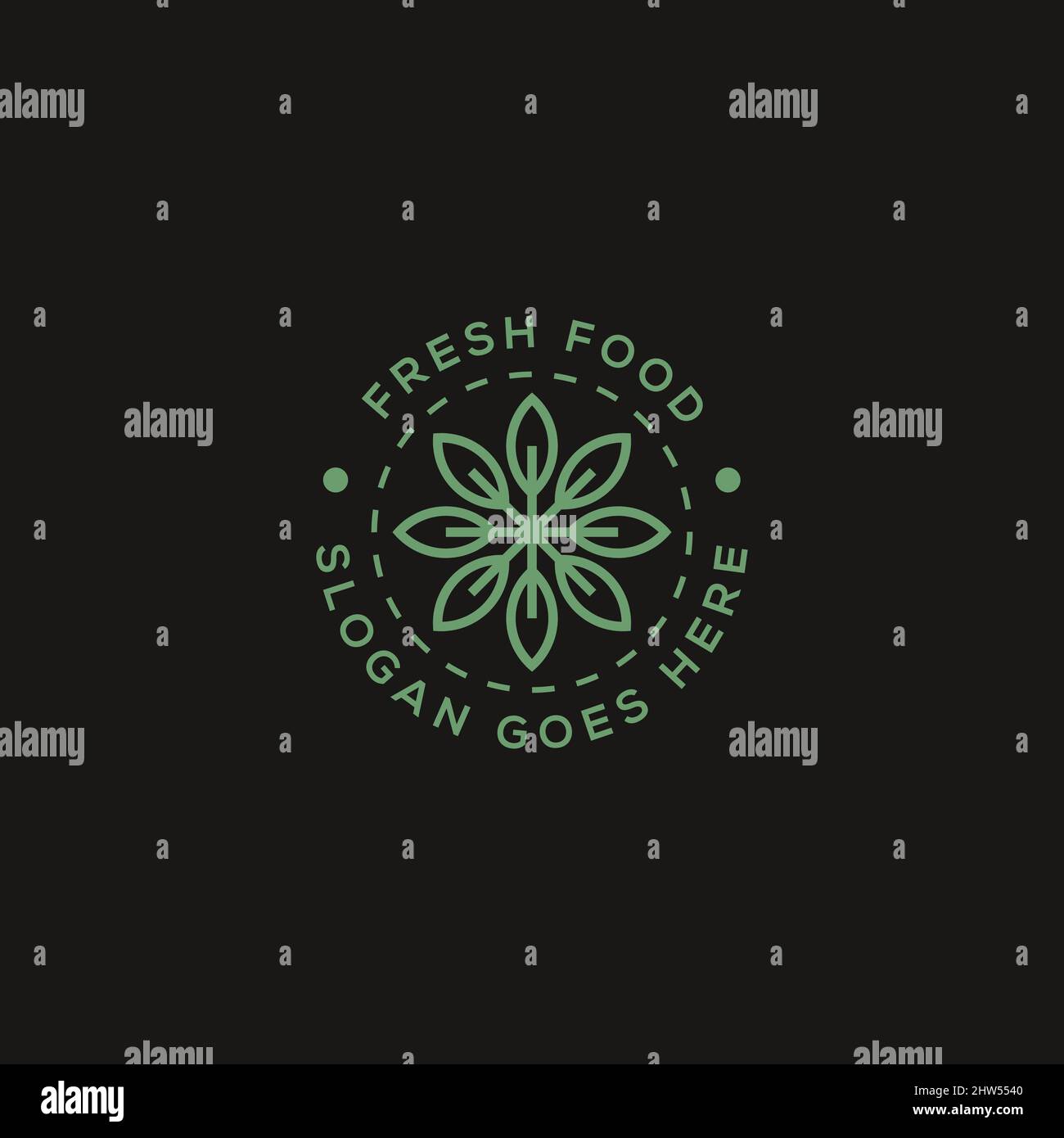 simple outline fresh food logo design badge, nature food logo creative