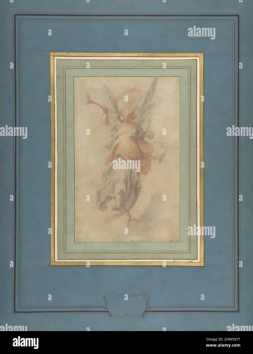 Art inspired by Allegorical Figure of Fame, ca. 1590, Graphite and red chalk, highlighted with white gouache, on light brown paper, 9 13/16 x 6 1/4in. (25 x 15.9cm), Drawings, Cavaliere d'Arpino (Giuseppe Cesari) (Italian, Arpino 1568–1640 Rome), The attribution of this celebrated, Classic works modernized by Artotop with a splash of modernity. Shapes, color and value, eye-catching visual impact on art. Emotions through freedom of artworks in a contemporary way. A timeless message pursuing a wildly creative new direction. Artists turning to the digital medium and creating the Artotop NFT Stock Photo