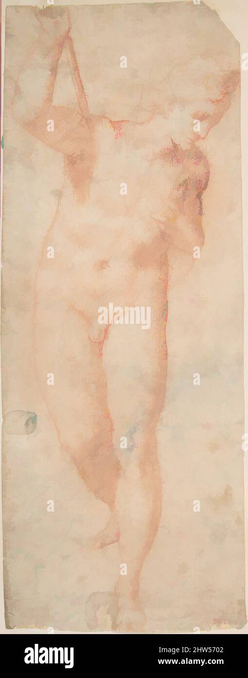Art inspired by Hermaphrodite, 1568–1640, Red chalk, 10 7/8 x 4 3/16in. (27.7 x 10.6cm), Drawings, Anonymous, Italian, mid-16th century, Previously attributed to Cavaliere d'Arpino (Giuseppe Cesari) (Italian, Arpino 1568–1640 Rome, Classic works modernized by Artotop with a splash of modernity. Shapes, color and value, eye-catching visual impact on art. Emotions through freedom of artworks in a contemporary way. A timeless message pursuing a wildly creative new direction. Artists turning to the digital medium and creating the Artotop NFT Stock Photo