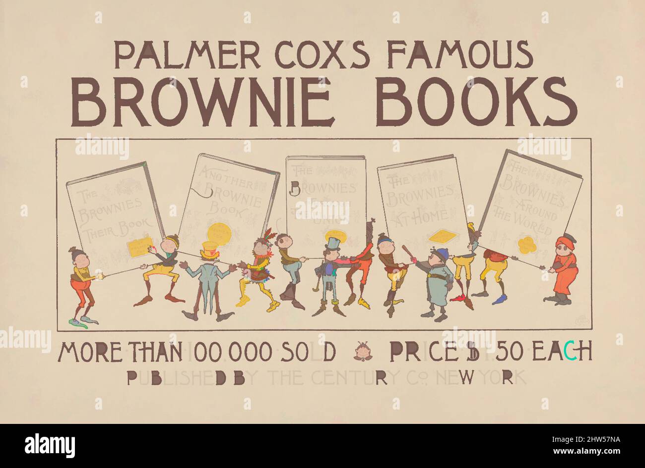 Art inspired by Palmer Cox's Famous Brownie Books, 1895, Commercial relief process, Sheet: 10 1/16 × 15 1/8 in. (25.6 × 38.4 cm), Palmer Cox (Canadian, Granby, Quebec 1840–1924 Granby, Quebec), George R. Halm (American, born Ogdensburg, New York, 1850, Classic works modernized by Artotop with a splash of modernity. Shapes, color and value, eye-catching visual impact on art. Emotions through freedom of artworks in a contemporary way. A timeless message pursuing a wildly creative new direction. Artists turning to the digital medium and creating the Artotop NFT Stock Photo