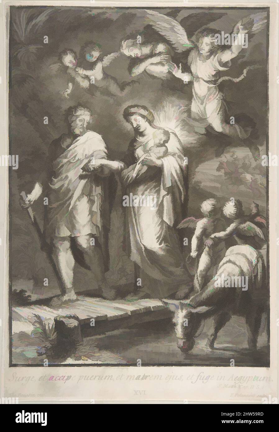 Art inspired by The Flight into Egypt, 1700–(?), Engraving., 33.0 x 22.7 cm., Prints, Francesco Polanzani (Italian, Noale near Venice 1700–after 1783 Venice (?)), After Jacques Stella (French, Lyons 1596–1657 Paris, Classic works modernized by Artotop with a splash of modernity. Shapes, color and value, eye-catching visual impact on art. Emotions through freedom of artworks in a contemporary way. A timeless message pursuing a wildly creative new direction. Artists turning to the digital medium and creating the Artotop NFT Stock Photo