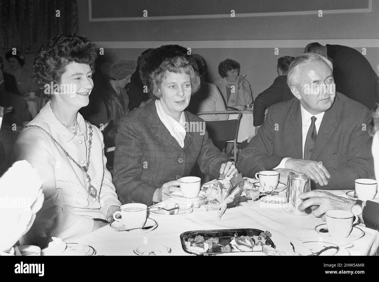 Prime Minister Harold Wilson (1916 - 1995) seen here with his wife Mary ...