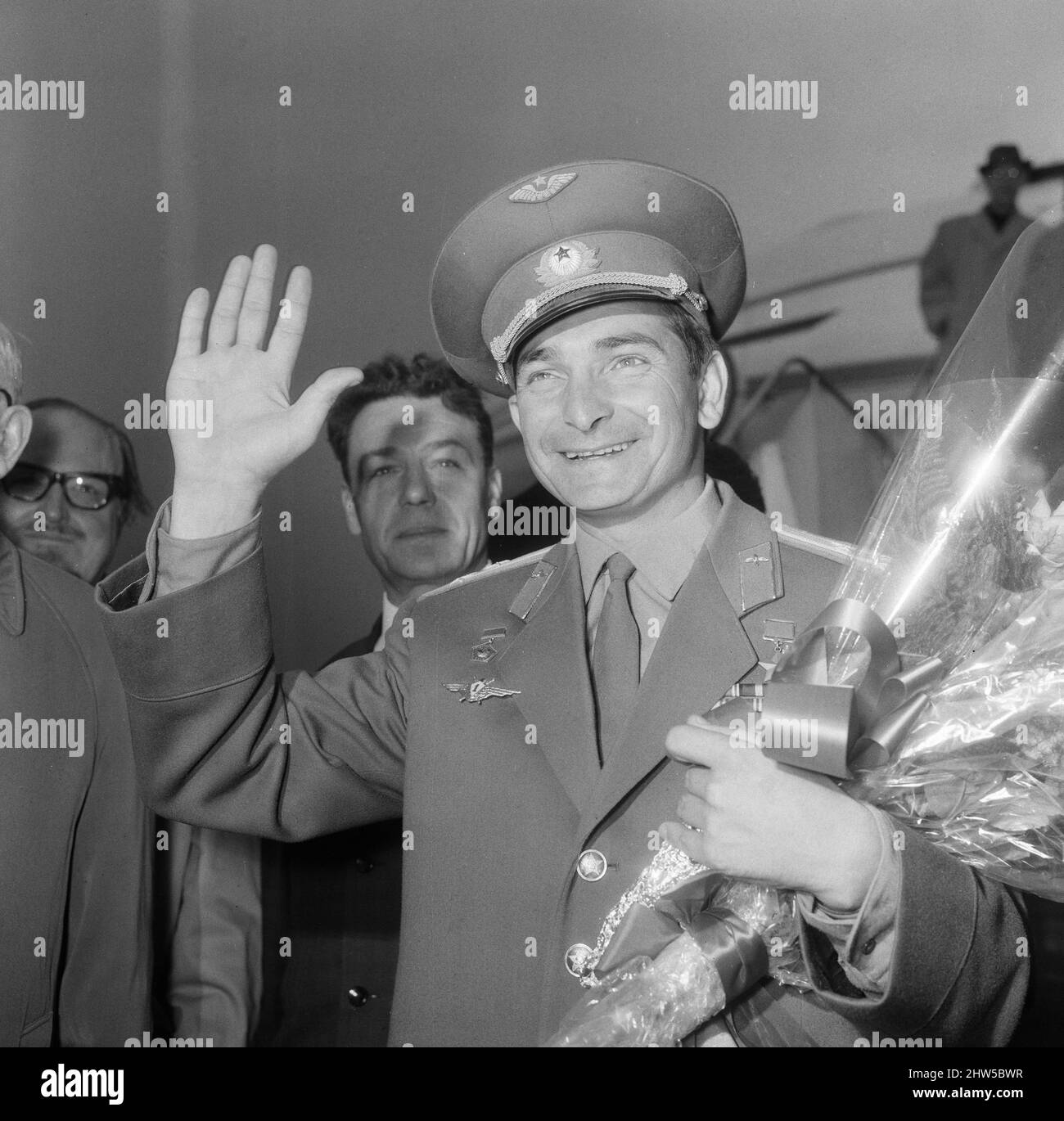 Lt. Col Valery Bykovsky, Soviet cosmonaut at London Heathrow Airport ...