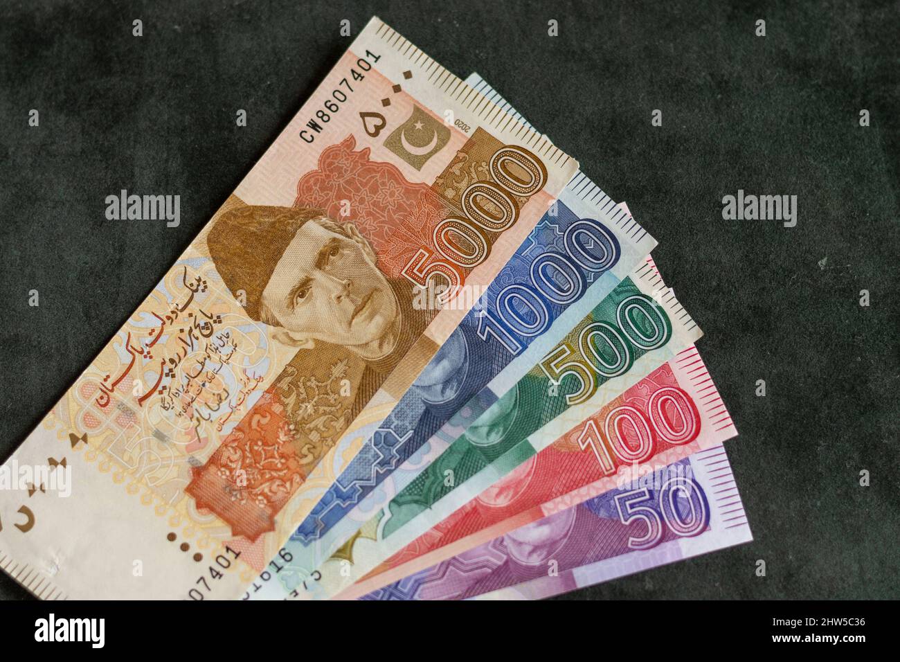 Banknotes set of Pakistani currency Stock Photo