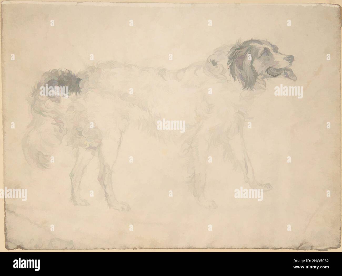 Art inspired by Study of a Dog Facing Right, 1820–73, Graphite, plate: 5 5/16 x 7 1/4 in. (13.5 x 18.4 cm), Drawings, Sir Edwin Henry Landseer (British, London 1802–1873 London, Classic works modernized by Artotop with a splash of modernity. Shapes, color and value, eye-catching visual impact on art. Emotions through freedom of artworks in a contemporary way. A timeless message pursuing a wildly creative new direction. Artists turning to the digital medium and creating the Artotop NFT Stock Photo