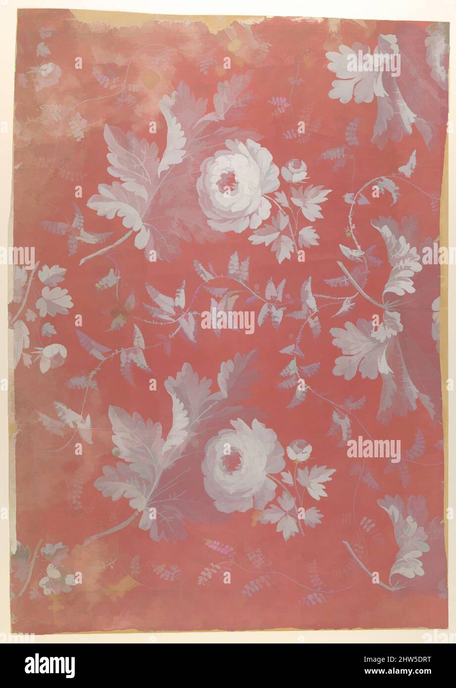 Art inspired by Design for Patterned Silk, ca. 1780–1825, Watercolor and gouache on pink paper, 16 3/8 x 23 9/16 in. (41.6 x 59.8 cm), Attributed to Jean François Bony (French, Givors 1760–1825 Paris, Classic works modernized by Artotop with a splash of modernity. Shapes, color and value, eye-catching visual impact on art. Emotions through freedom of artworks in a contemporary way. A timeless message pursuing a wildly creative new direction. Artists turning to the digital medium and creating the Artotop NFT Stock Photo