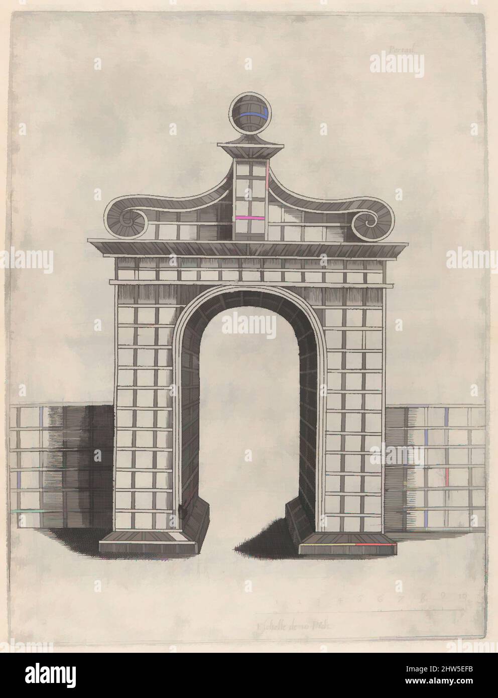 Art inspired by Vraye Representations Des Portals, Palissades et Pavillions..., 1635, Etching, 14 11/16 x 11 1/2 x 1/8 in. (37.3 x 29.2 x 0.3 cm), Books, Classic works modernized by Artotop with a splash of modernity. Shapes, color and value, eye-catching visual impact on art. Emotions through freedom of artworks in a contemporary way. A timeless message pursuing a wildly creative new direction. Artists turning to the digital medium and creating the Artotop NFT Stock Photo