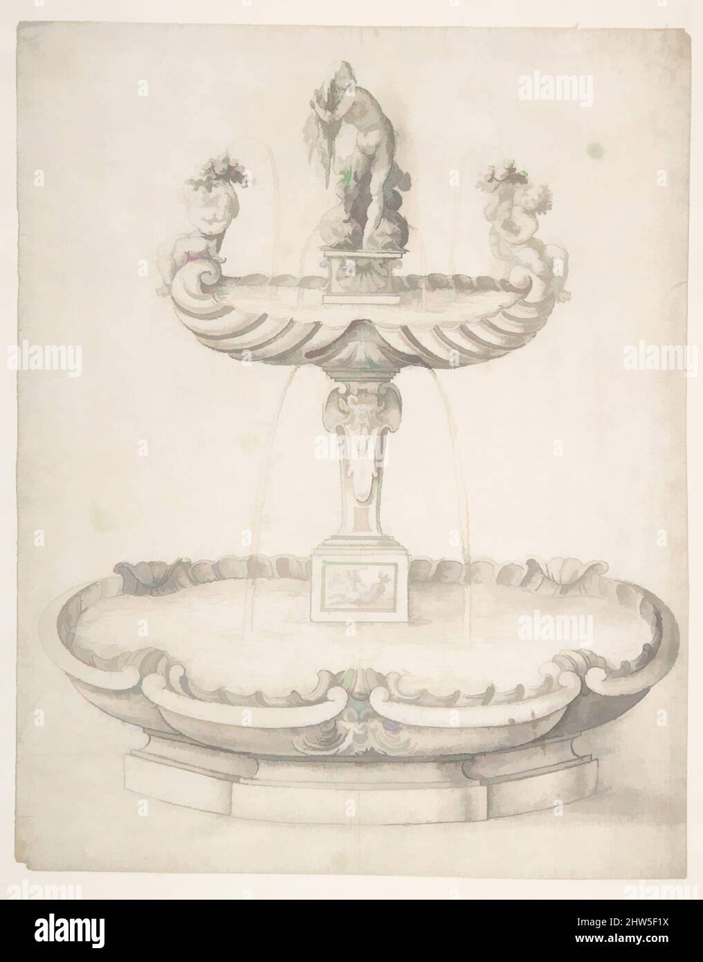 Art inspired by Design for a Fountain with Two Basins One on Top of the