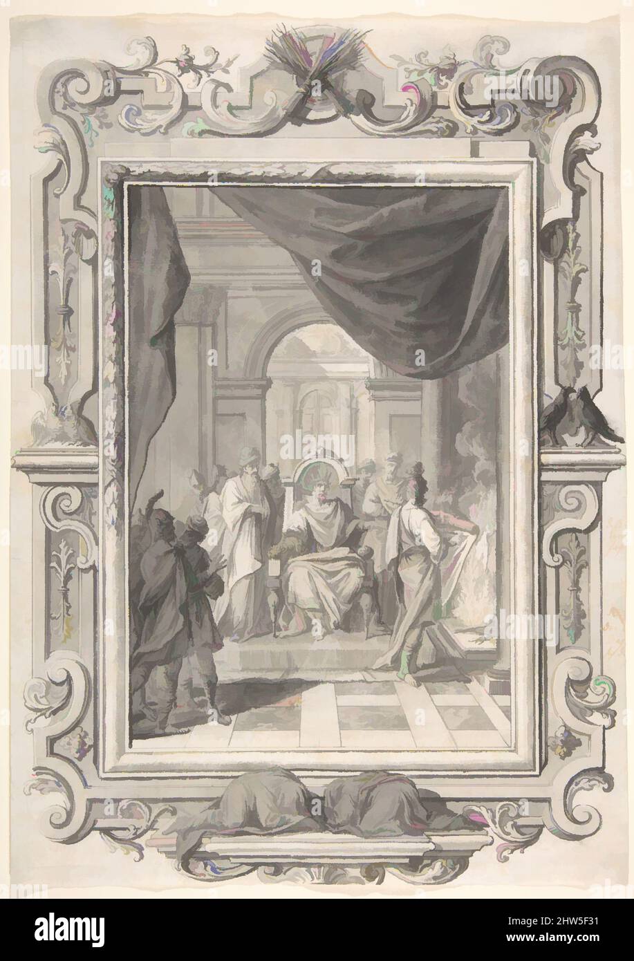 Art inspired by A Scene of Judgment, ca. 1730, Pen and black ink, touches of brown ink, and gray wash, 10 13/16 x 15 13/16 in. (27.4 x 40.2 cm), Drawings, Johann Melchior Füssli (Swiss, Zurich 1677–1736 Zurich), Johann Daniel Preissler (German, Nuremberg 1666–1737 Nuremberg, Classic works modernized by Artotop with a splash of modernity. Shapes, color and value, eye-catching visual impact on art. Emotions through freedom of artworks in a contemporary way. A timeless message pursuing a wildly creative new direction. Artists turning to the digital medium and creating the Artotop NFT Stock Photo
