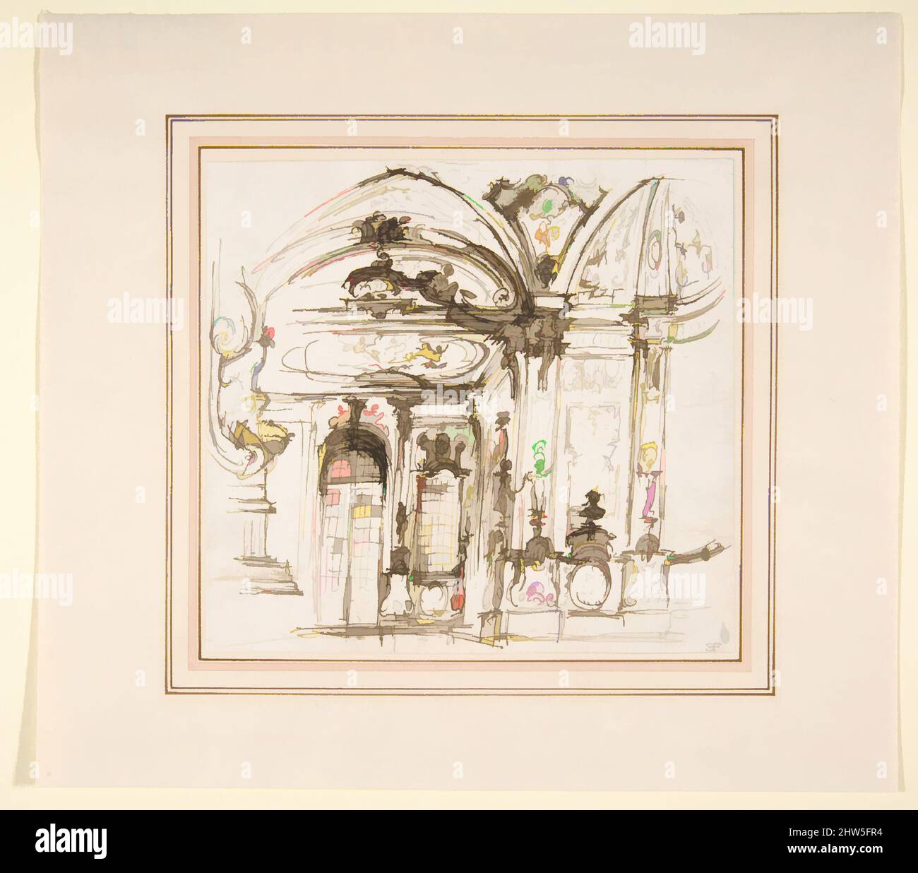 Art inspired by Design for a Stage Set: Highly Decorated Interior of a ...