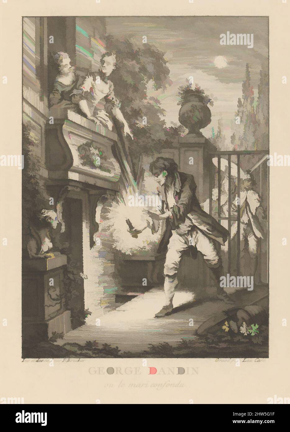 Art inspired by Gravures de Boucher pour les Oeuvres de Molière Figures de Boucher pour Molière, mid-18th century, Drawing in graphite; etching; engraving; mezzotint, Overall: 16 7/16 x 11 1/16 x 7/8 in. (41.7 x 28.1 x 2.2 cm), Books, Portrait of Moliere drawn by Jean-Baptiste, Classic works modernized by Artotop with a splash of modernity. Shapes, color and value, eye-catching visual impact on art. Emotions through freedom of artworks in a contemporary way. A timeless message pursuing a wildly creative new direction. Artists turning to the digital medium and creating the Artotop NFT Stock Photo