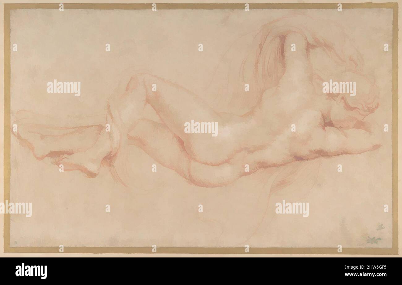 Art inspired by Hermaphrodite, 17th century, Red chalk heightened with white, 9 1/16 x 14 1/2 in. (23 x 36.8 cm), Drawings, Attributed to Peter Paul Rubens (Flemish, Siegen 1577–1640 Antwerp, Classic works modernized by Artotop with a splash of modernity. Shapes, color and value, eye-catching visual impact on art. Emotions through freedom of artworks in a contemporary way. A timeless message pursuing a wildly creative new direction. Artists turning to the digital medium and creating the Artotop NFT Stock Photo
