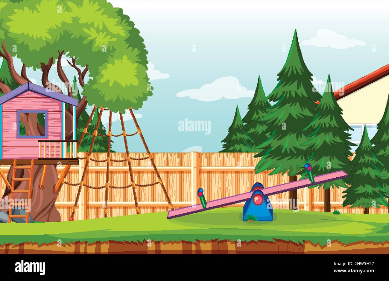 Scene of backyard with a fence illustration Stock Vector Image & Art