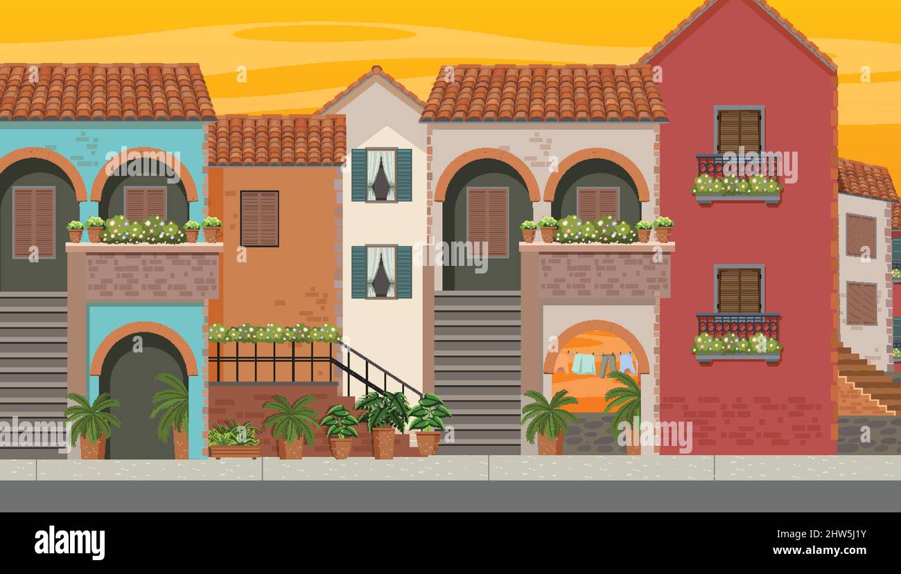 Scene with many buildings in the city illustration Stock Vector Image ...
