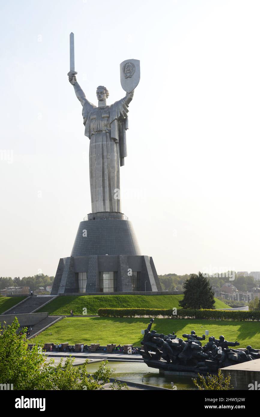 The Ukrainian Motherland Monument is a Huge statue atop of the National Museum of the History of