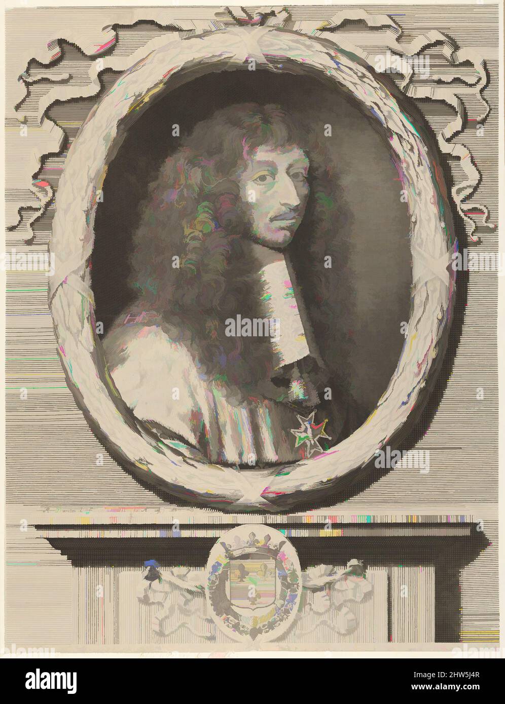 Art inspired by Louis II de Bourbon, Prince de Condé, 1662, Engraving; second state of three (Petitjean & Wickert), Sheet: 13 7/8 × 10 5/8 in. (35.2 × 27 cm), Prints, Robert Nanteuil (French, Reims 1623–1678 Paris, Classic works modernized by Artotop with a splash of modernity. Shapes, color and value, eye-catching visual impact on art. Emotions through freedom of artworks in a contemporary way. A timeless message pursuing a wildly creative new direction. Artists turning to the digital medium and creating the Artotop NFT Stock Photo