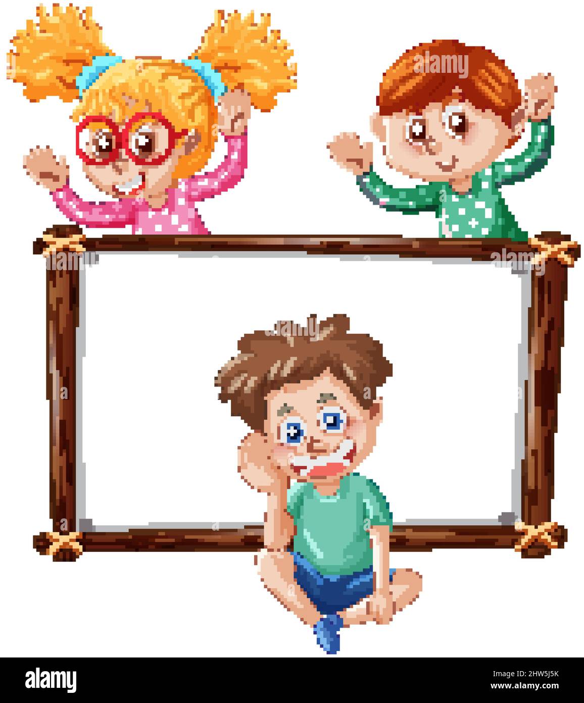 Board template with happy kids illustration Stock Vector Image & Art ...