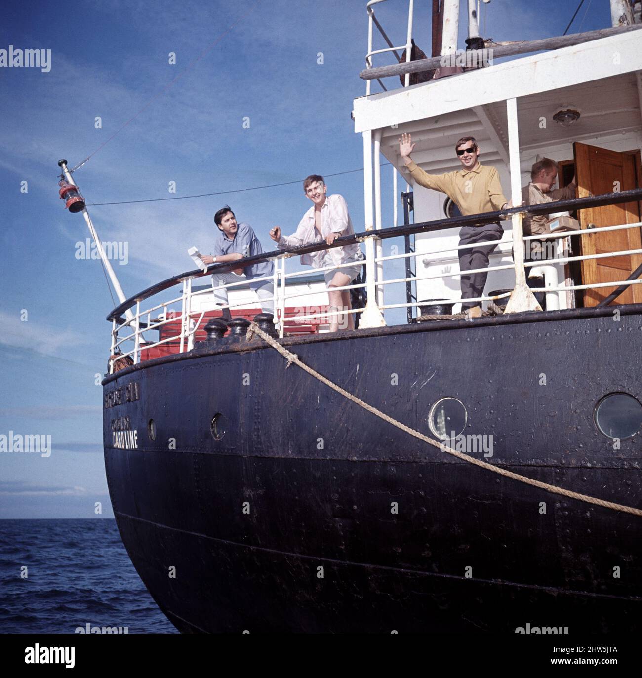 Radio Caroline Pirate Radio ship, MV Caroline anchored 4 miles off