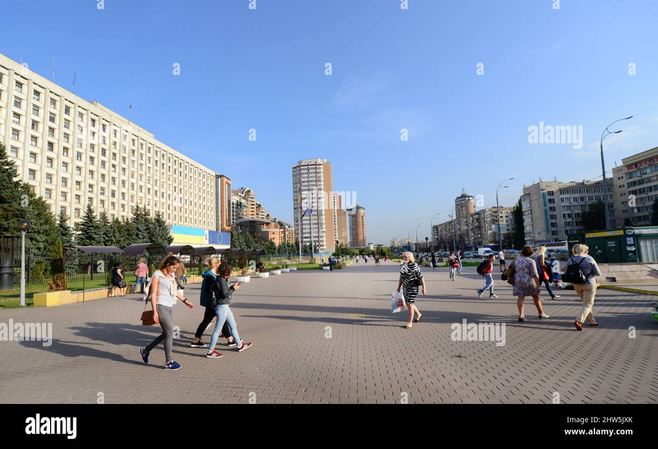 Busy afternoon in central kyiv, Ukraine. Stock Photo
