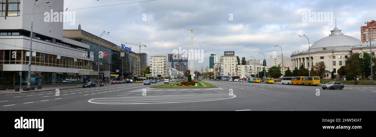 Victory square ( dedicated to WWII victory ) in central Kyiv, Ukraine. Stock Photo