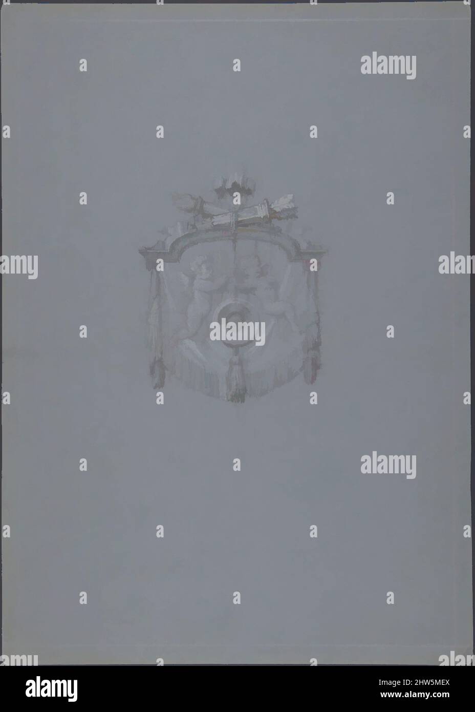 Art Inspired By Design For A Cartouche 19th Century Black Chalk 
