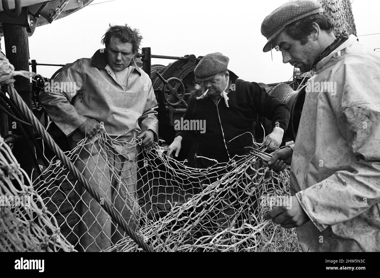 Scenes aboard Hull fishing trawler "Ross Orion" on the fishing grounds